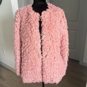 Bernardo Womens Faux Fur Pink Teddy Coat Y2K Barbie Kidcore Fuzzy Sz XS
